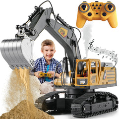 KASQERT 1:14 RC excavator front view for immersive play and display.