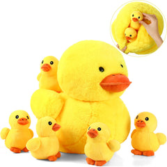 Kasyat Mommy Duck with five ducklings plush set for imaginative play and cozy decor.