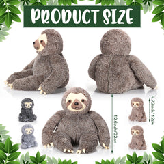 Kasyat baby sloths four-pack tucked inside mommy sloth for playful discovery.