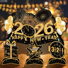 KatchOn 3D honeycomb centerpiece in gold and black adds NYE flair