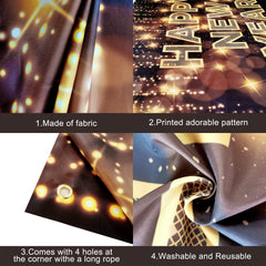 KatchOn large black and gold New Year backdrop for photo-worthy scenes