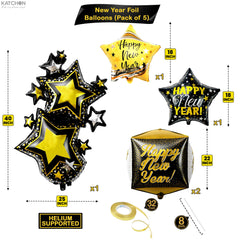 KatchOn black and gold 12-inch latex balloons add luxe color to any NYE tablescape.