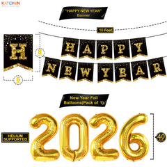 KatchOn black and gold latex balloons kit, 20-count, elevates party ambiance.