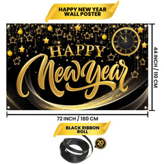 KatchOn black gold NYE banner backdrop enhances indoor or outdoor decor.