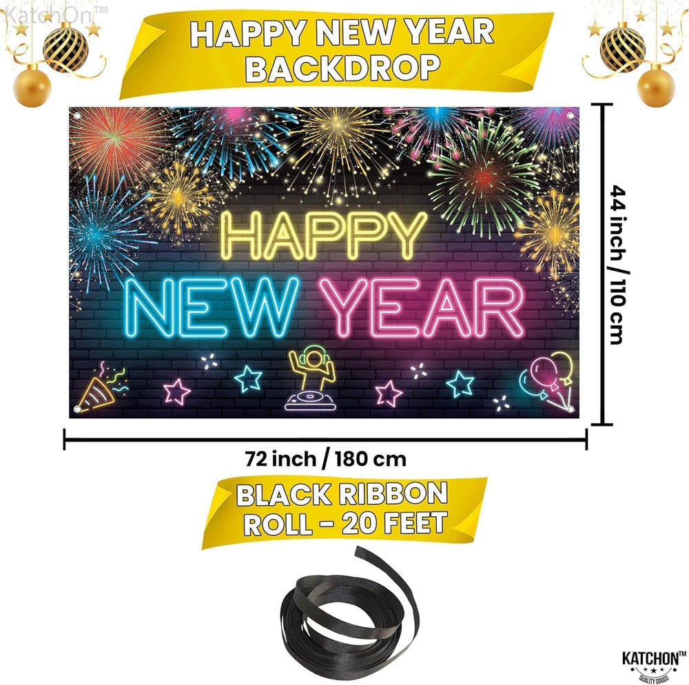 KatchOn disco theme banner adds color to indoor or outdoor NYE celebrations.