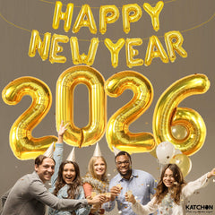 KatchOn durable gold foil balloons, close-up of premium material