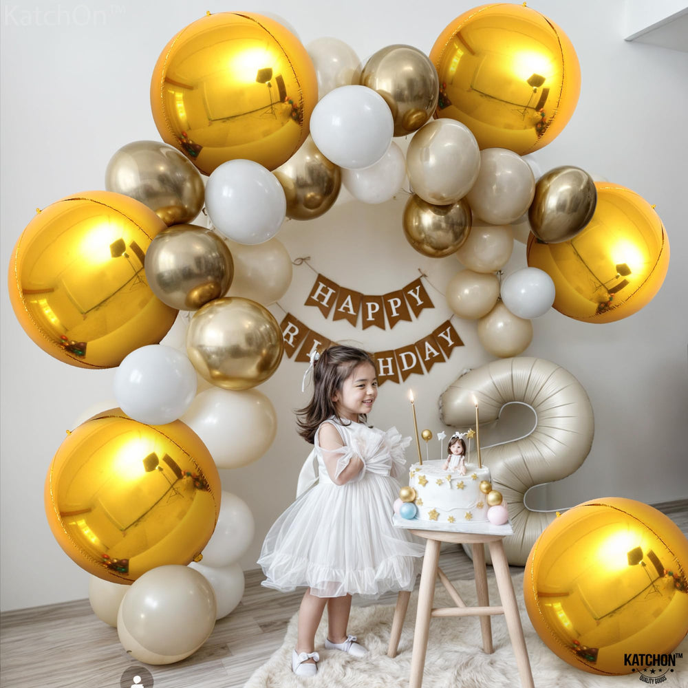 KatchOn 22-inch gold balloon close-up highlighting glossy finish.