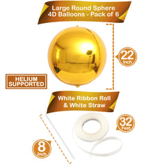 KatchOn gold foil balloons 22-inch six-pack with premium shine for celebrations.