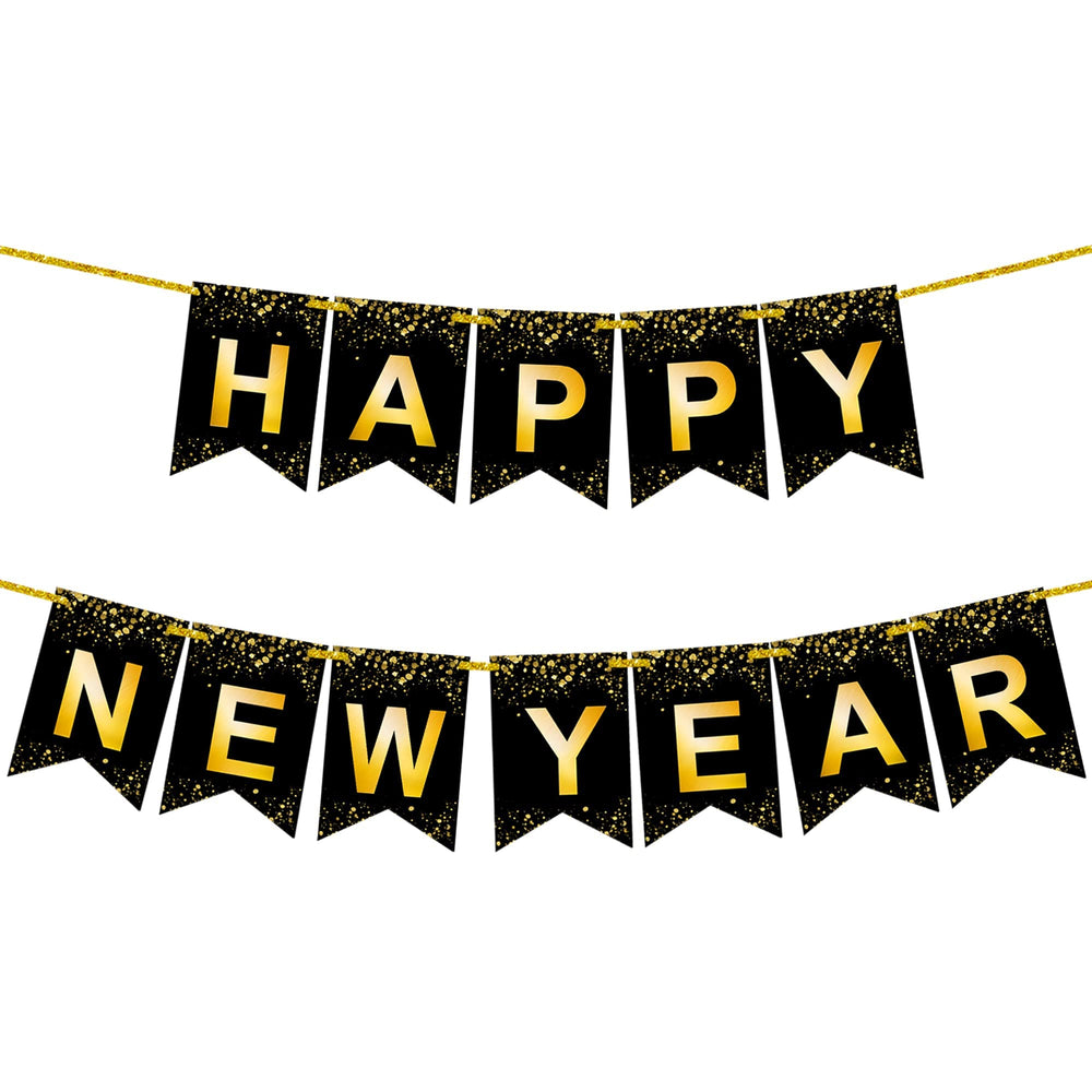KatchOn Gold Happy New Year banner 10ft hangs for instant NYE decor.