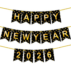 KatchOn Happy New Year Banner 2026, 10-feet display creates a dramatic NYE backdrop.