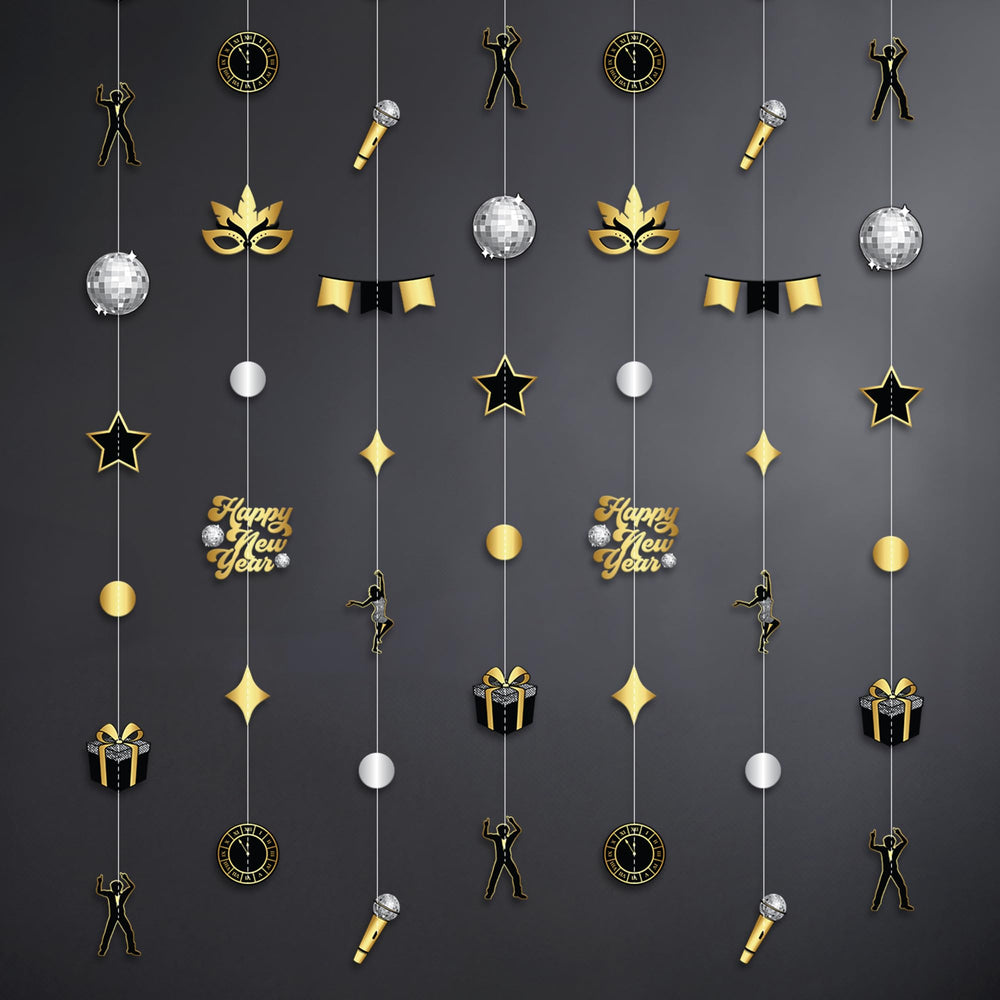 KatchOn Happy New Year Garland 9-pack pre-strung for quick, elegant setup