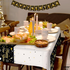 KatchOn tablecloth with glossy surface, enhances gold accents and shiny decor.