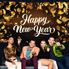 KatchOn Happy New Year Banner 2026 used in a photo booth setup for memorable pictures
