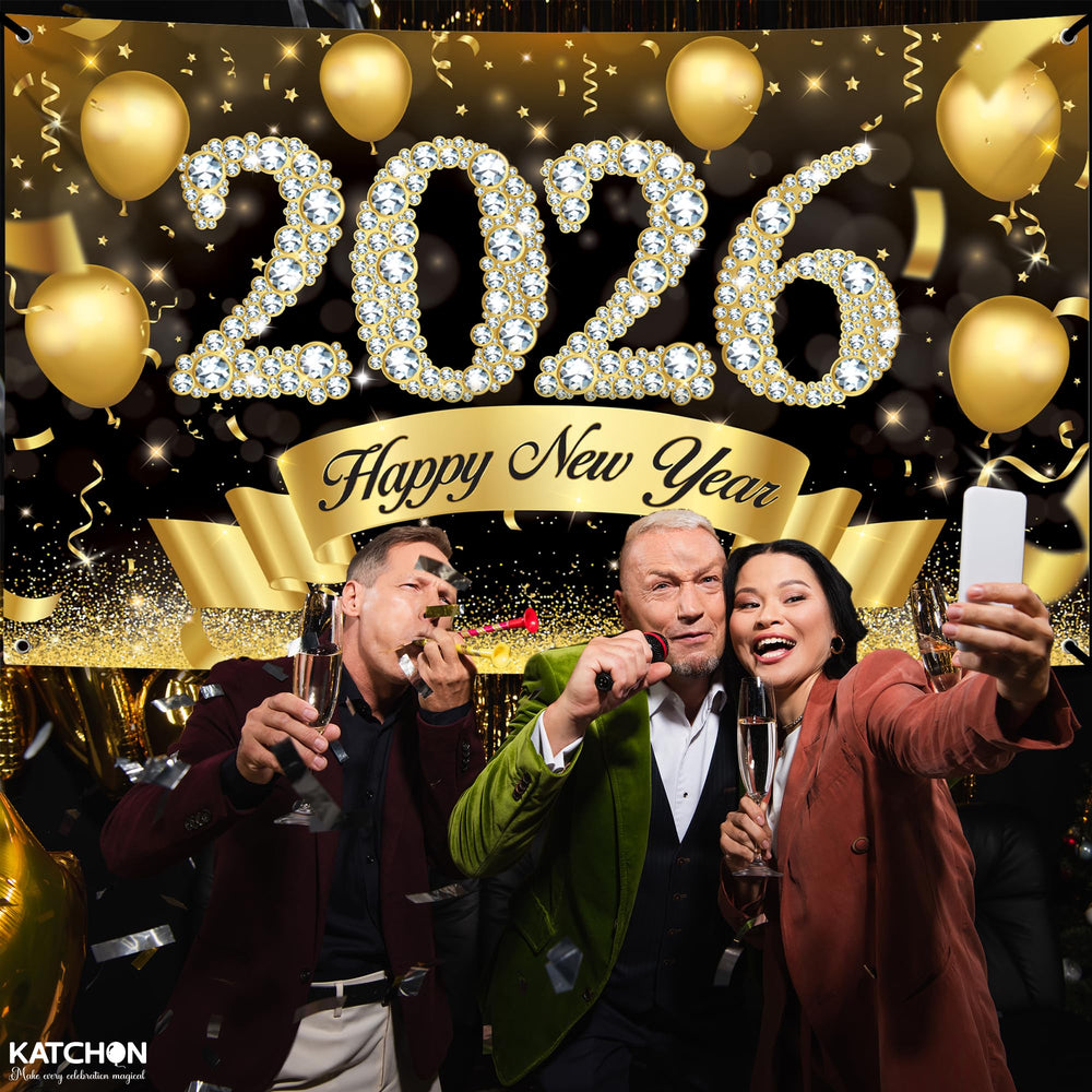 KatchOn HNY banner doubles as a polished photo backdrop for events.