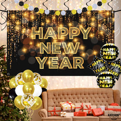 KatchOn black gold silver New Year swirls add elegant movement