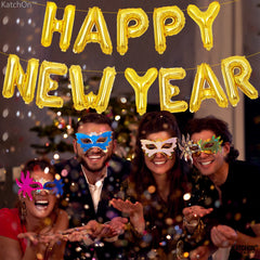 KatchOn new years eve gold balloon closeup highlights premium material and reflective surface