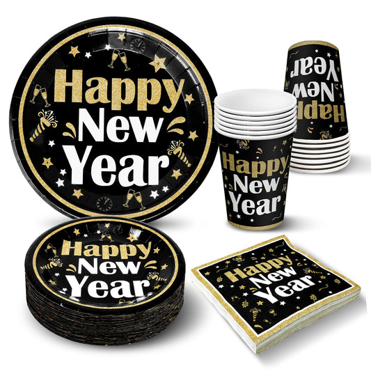 KatchOn NYE plates and napkins set for a stylish NYE table