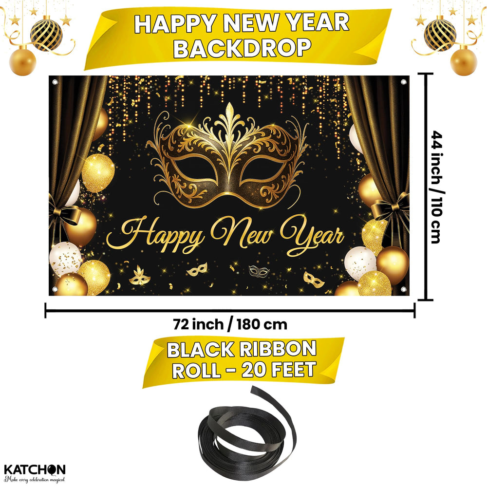 KatchOn Nye banner with gold masque glow for stage photos.