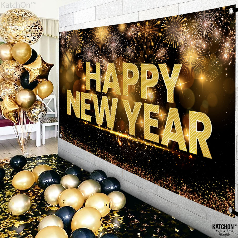KatchOn reusable fabric NYE banner designed for multiple celebrations.
