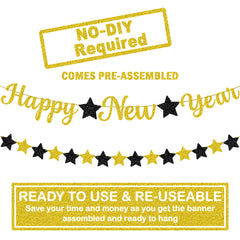KatchOn reusable gold NYE banner 2026 for next-year celebrations