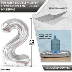 KatchOn silver foil 2026 balloon with mirror-like surface.