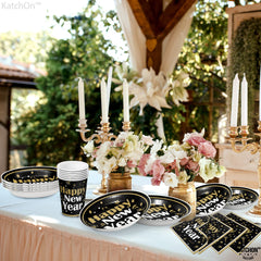 KatchOn disposable cups pair with gold accents for toasts