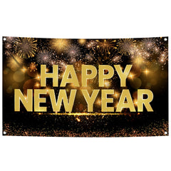 KatchOn XtraLarge Happy New Year Banner 72x44 inches for dramatic NYE backdrops.