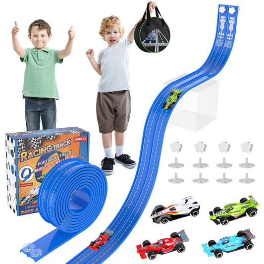 Katgogoo 20ft flex track shows grid start for head-to-head races.