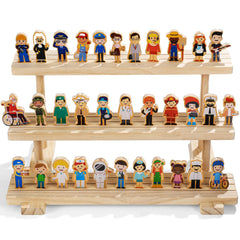 Kathfly community helpers figures closeup showcasing diverse professions for inclusive play