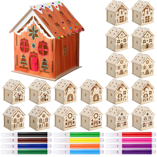 Kathfly wooden gingerbread house, unpainted, ready for painting and creative decoration.