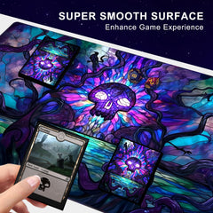 Katomula MTG playmat stitched edge improves durability against wear.