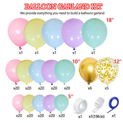 KAWKALSH pastel balloons create a dreamy arch backdrop.