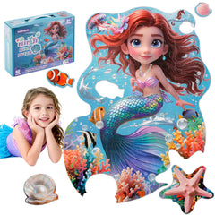 Kawyehu mermaid floor puzzle scene with vibrant ocean life to spark imaginative play