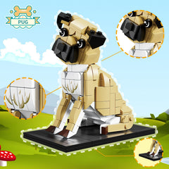 KAZI dog building set with multiple breeds for imaginative play and display.
