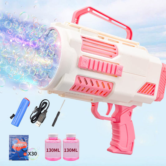 KB KAIBO upgraded bubble gun pink front view for nonstop bubble fun.