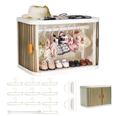 KBBYT foldable wardrobe with slim profile fits neatly under a bed for storage.