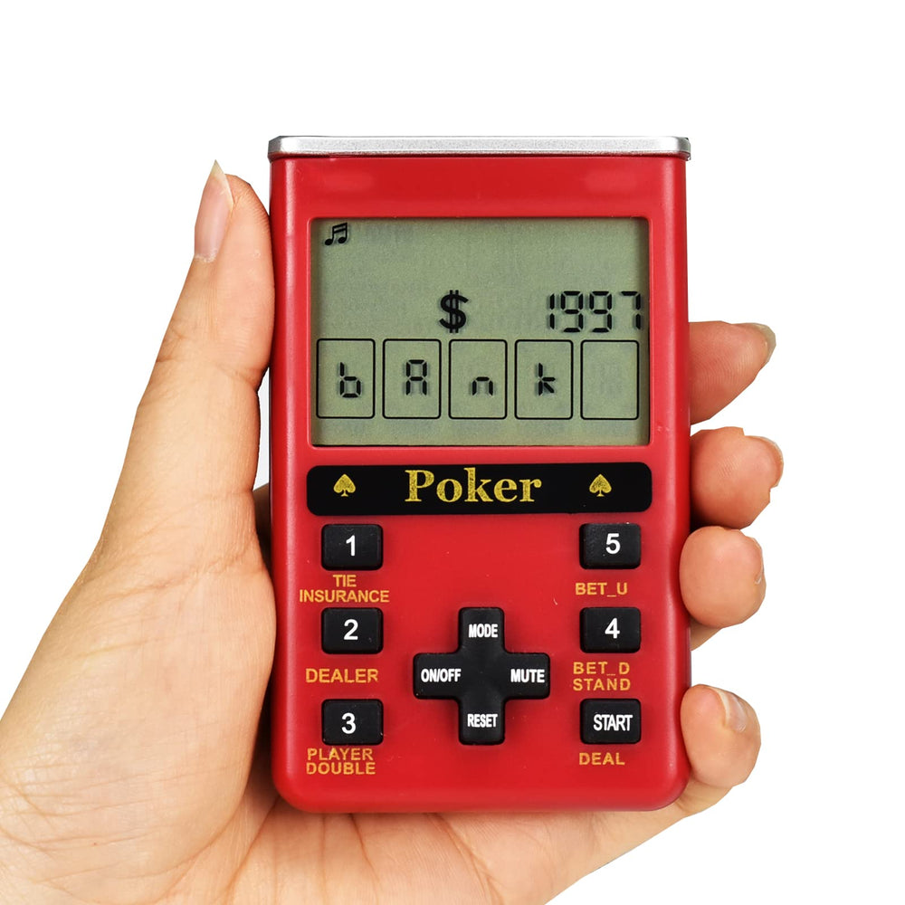 KDSbnk Handheld 7-in-1 Casino Game front view shows compact red design and portability.