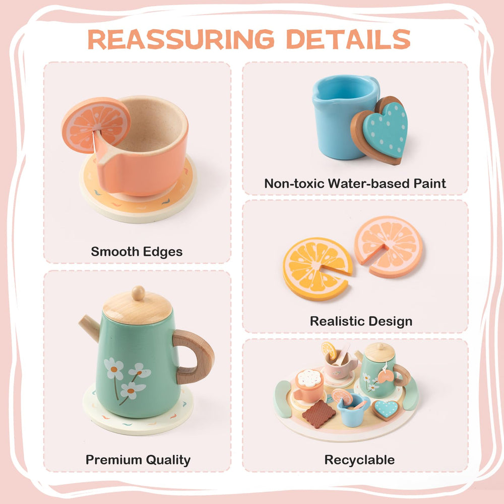 KDSFT Tea Party Set desserts spark imaginative narratives and pretend tastings.