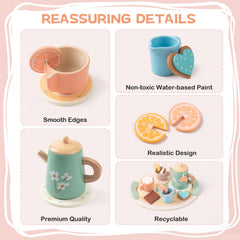 KDSFT Tea Party Set desserts spark imaginative narratives and pretend tastings.