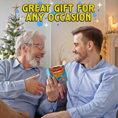 Keentox dad jokes button in gift box, a complete stocking stuffer idea.