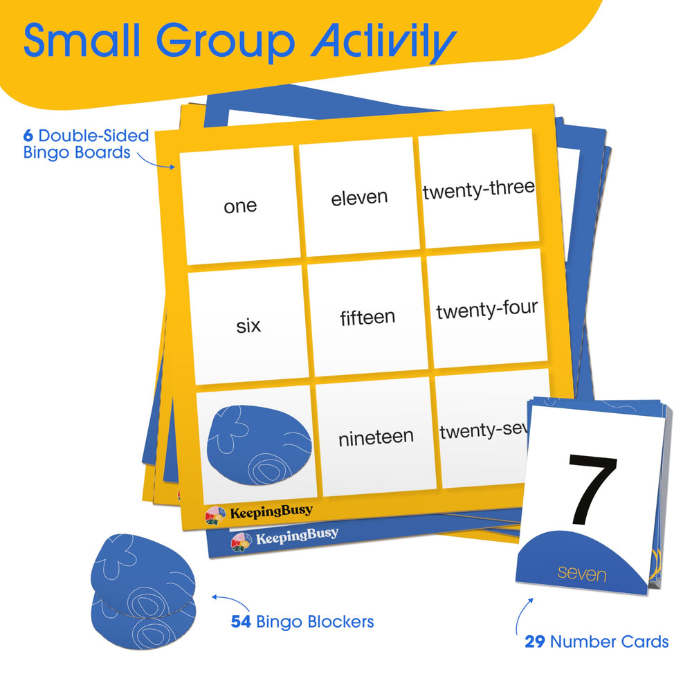 Keeping Busy bingo dementia boards, six double-sided for varied difficulty.