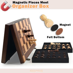 KEEPRAE folding travel chess board designed for easy transport and storage.