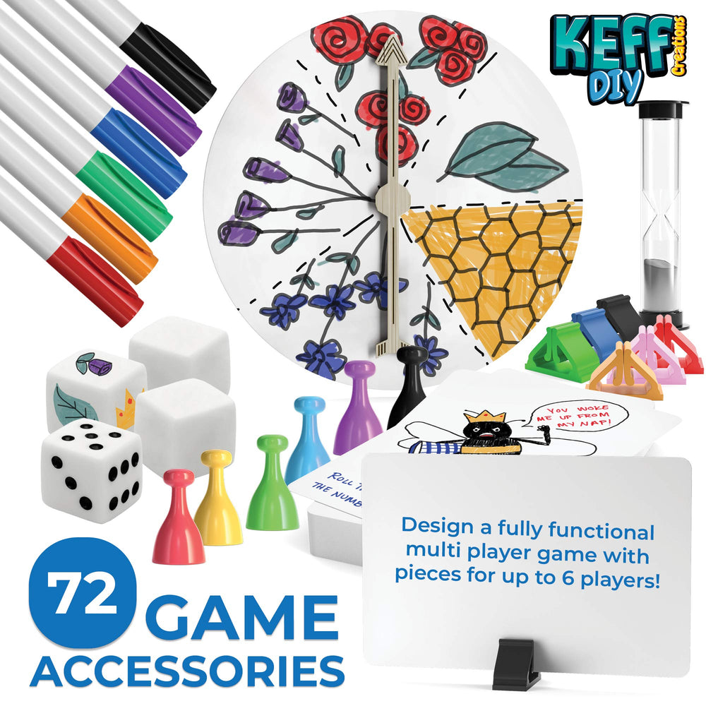 KEFF Make Your Own Board Game Set dice for quick turns and creative challenges.