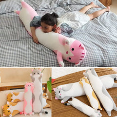 Kekeso cat pillow in bed, bedtime companion for kids.