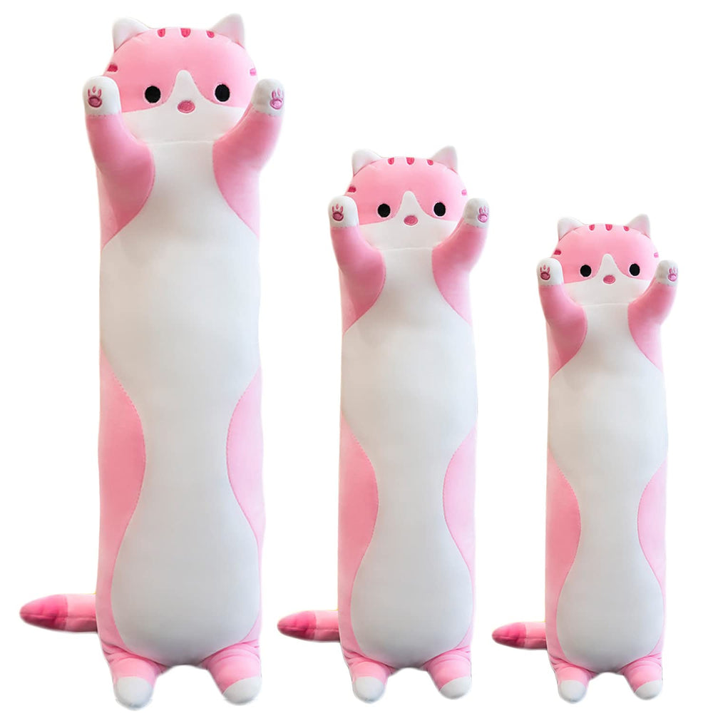 Kekeso giant cat pillow pink 90cm, ultra-soft plush for cozy cuddling.