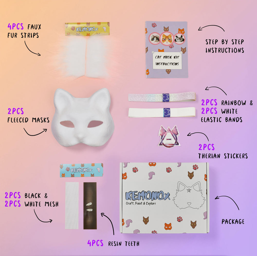 Kemono-X dense faux fur strips add realistic texture to cheeks.