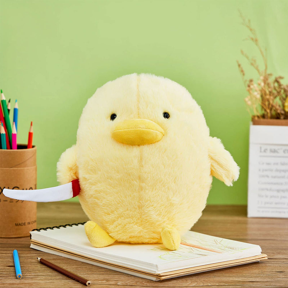 Kephay duck plush side view showing soft texture for hugging.