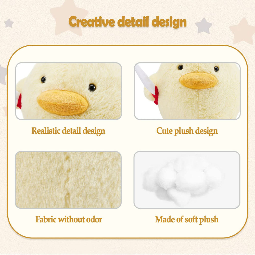 Kephay duck plush with knife detail adds playful charm to playtime.