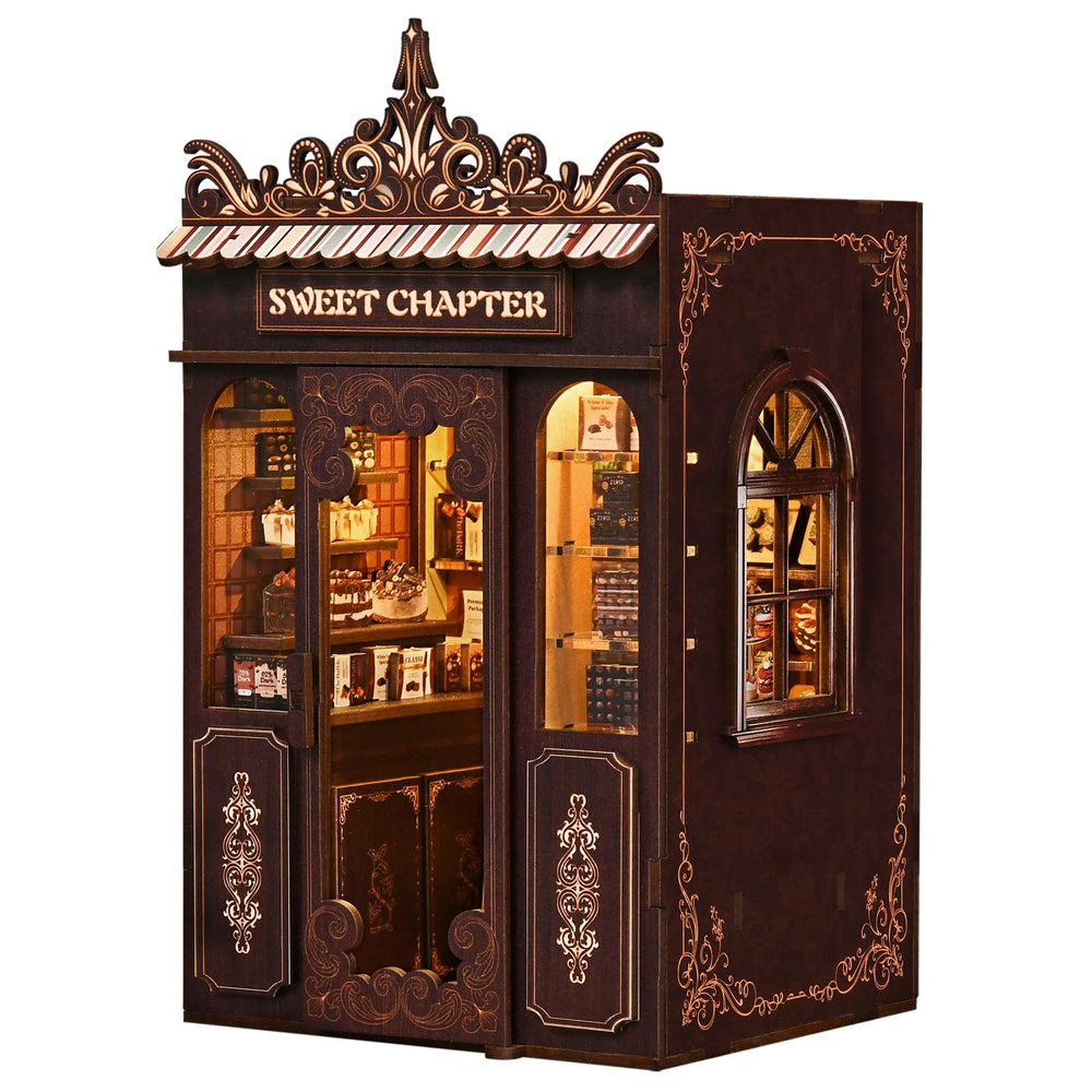 KERNOWO Book Nook Kit tiny house on a shelf enhances cozy decor.