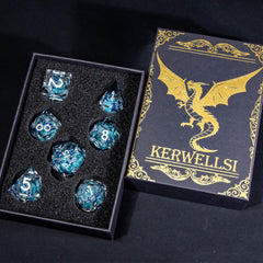 KERWELLSI blue d4 dice, cat motif and clear visibility for quick decisions